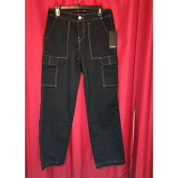 True Religion Women's Military SN Cargo Pants Jet Black Size 28 - Picture 1 of 14